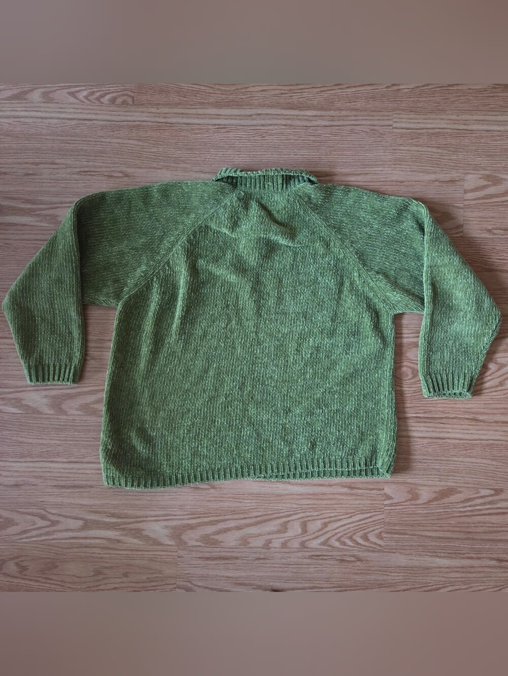 Stefano Ricci Olive Green Chenille Pullover Sweater with Button Collar - Picture 4 of 4